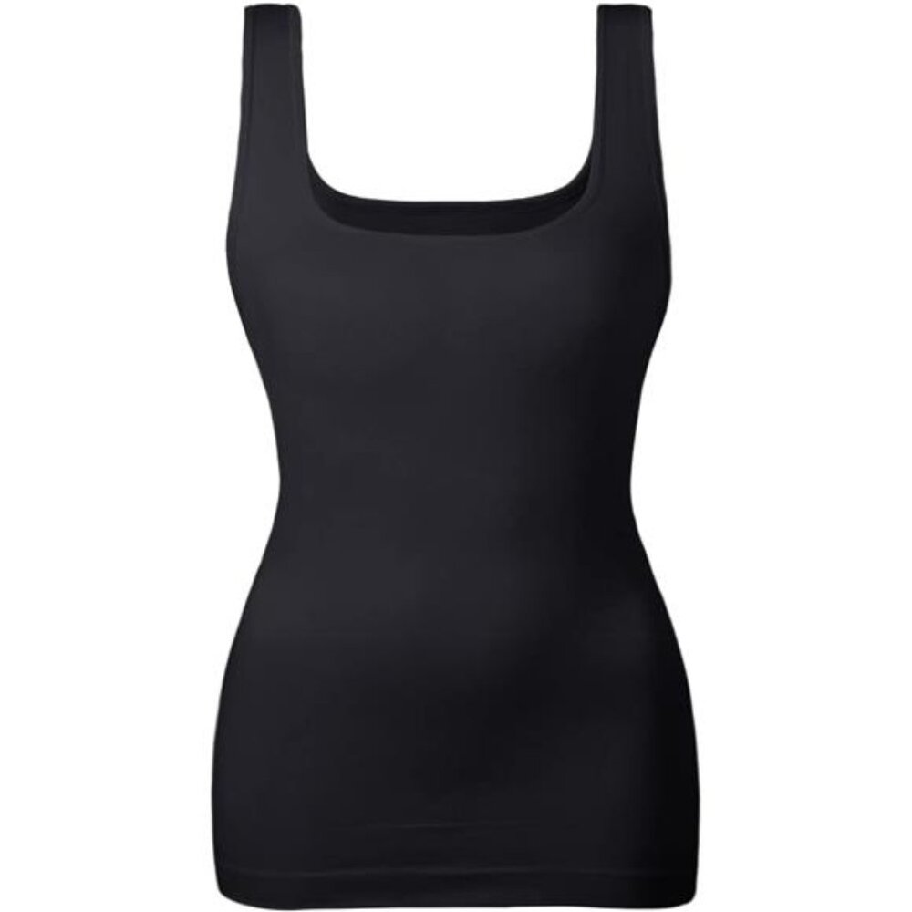 Women Black Tummy Control Shapewear Tank Tops Seamless Square Neck Tshirts